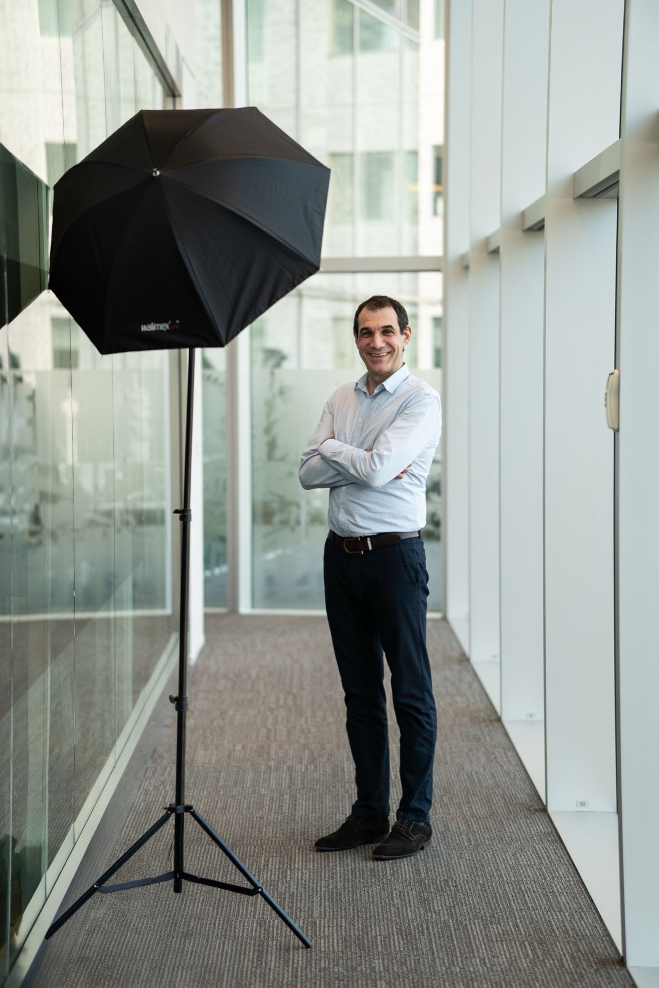 Studio photo mobile installé dans les locaux d'une entreprise
